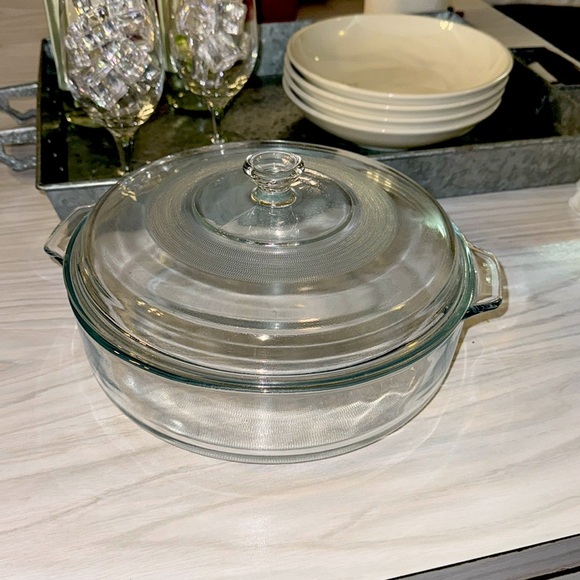 MEXICO 2 pc Glass Round Casserole Ovenware Clear Bakeware Dish with Glass Lid - Picture 1 of 8